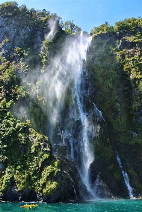 Waterfall at Milford Sound [OC] [1067x1600] : r/EarthPorn