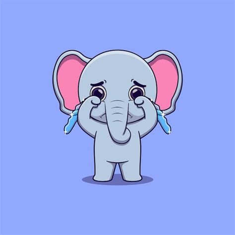 Premium Vector | Cute elephant crying with tears