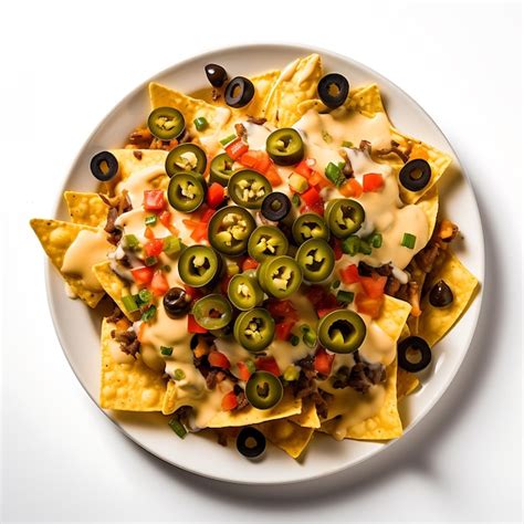 Premium AI Image | a top view photo of loaded nachos topped with ...