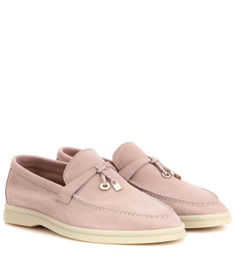 Loro Piana Summer Charms Walk Suede Loafers in Pink | Lyst