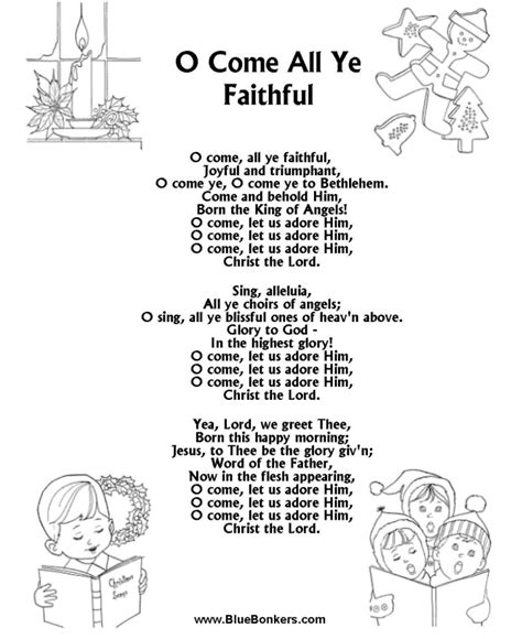 Bible Printables - Christmas Songs and Christmas Carol Lyrics - O COME ...