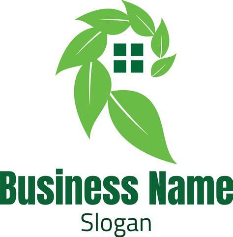 Logofury - Green Blue Leaf House Cleaning Real Estate Logo