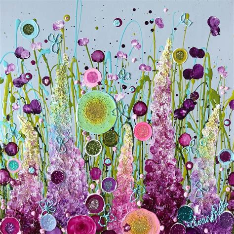 Leanne Christie Buckingham Fine Art Publishers Rainbow Glitter Oil Flower Art www.leannechristie ...