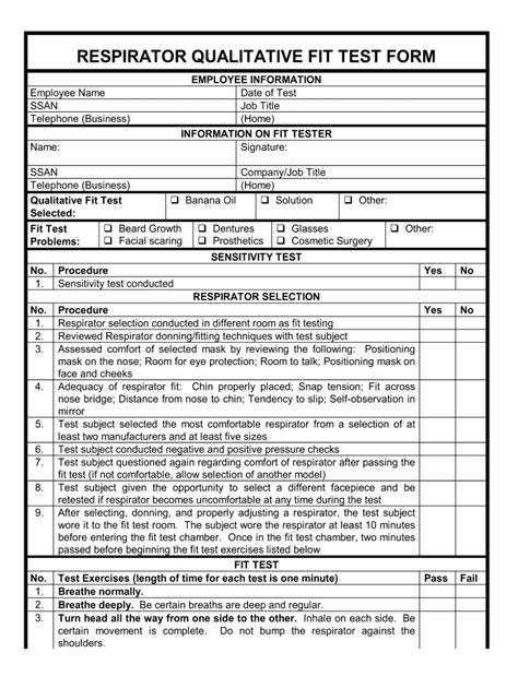 Osha respirator fit test form pdf: Fill out & sign online | DocHub