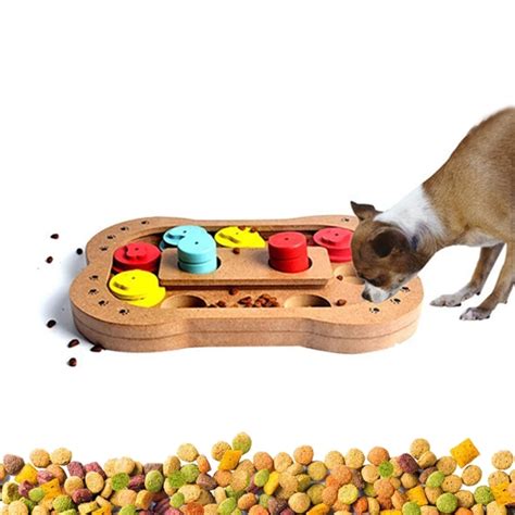 Misterolina Pet Interactive Wooden Dog Toys Food Feeder Claw Bone ...