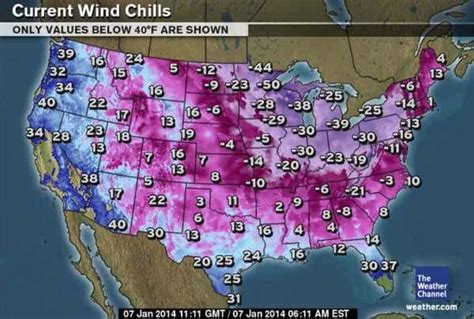 US Wind Chill Map: Brrr