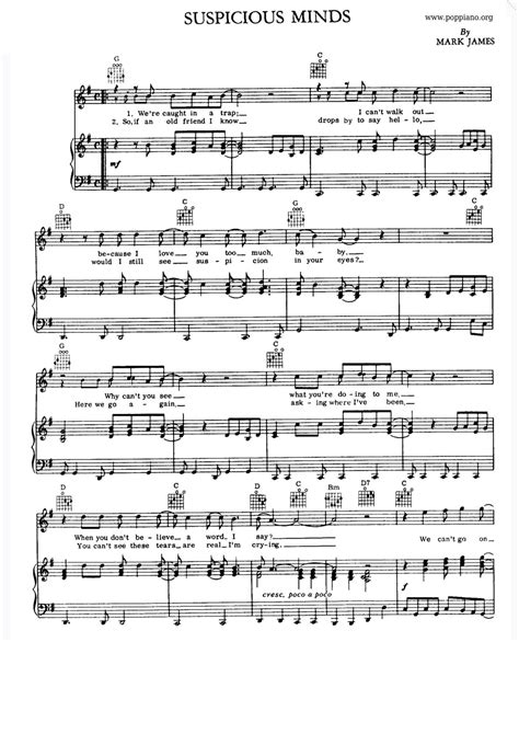 Elvis Presley-Suspicious Minds Sheet Music pdf, - Free Score Download ★