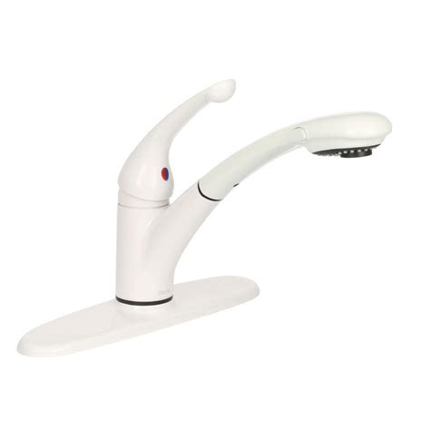Delta Signature Single-Handle Pull-Out Sprayer Kitchen Faucet in White-470-WH-DST - The Home Depot
