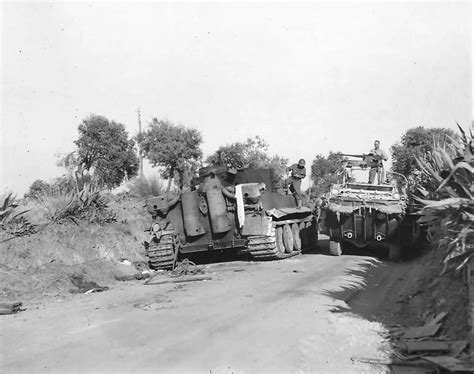 Allied DUKW by Knocked Out German Tiger Tank from 504 schwere Panzer Abteilung in Ponte Dirillo ...