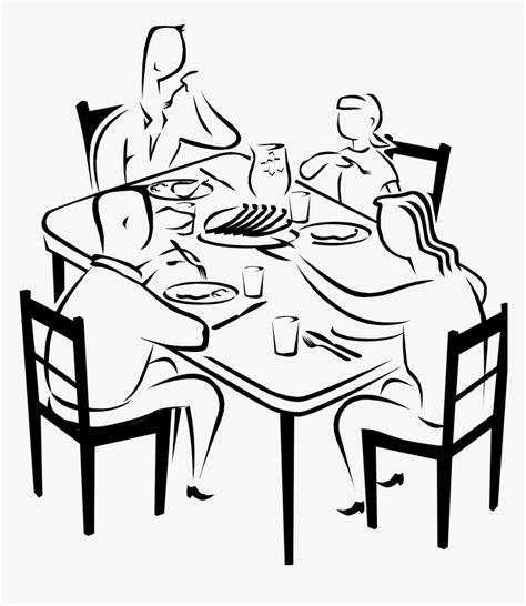 Winsome Dinner Table Clipart Black And White 4 14552154 - Family Dinner ...