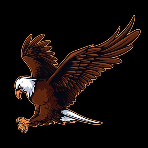 Vector illustration of attacking bald eagle. Bald eagle hunting for ...