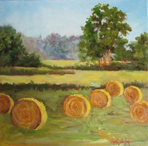 Painting Of Round Hay Bales by Cheri Wollenberg | Hay bale painting ...