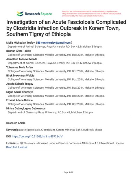 (PDF) Investigation of an Acute Fasciolosis Complicated by Clostridia Infection Outbreak in ...