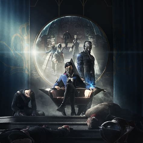 HD wallpaper: character man sitting beside man standing wallpaper, dishonored 2 | Wallpaper Flare