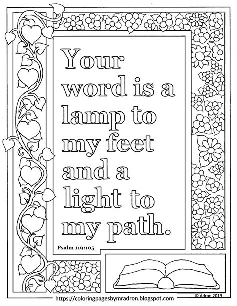 Coloring Pages for Kids by Mr. Adron: Free Print and Color Page With Psalm 119:105 Bible Verse