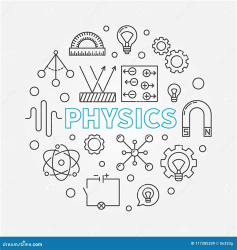 Physics Vector Round Education Outline Illustration Stock Vector ...