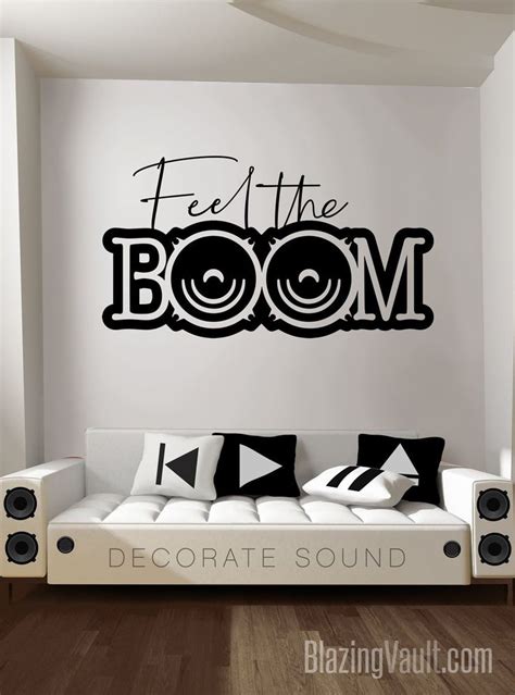 Feel the BOOM Wall Decal Music Lover Sound Wave Audio Speakers Recording Studio Music Producer ...