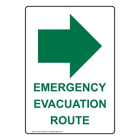 Portrait Emergency Evacuation Route Sign With Symbol NHEP-25605