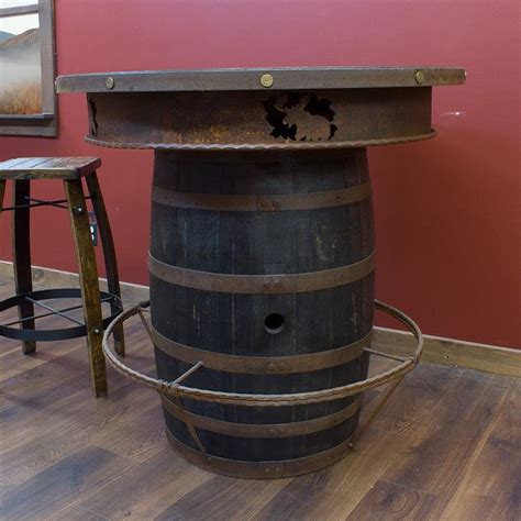 Whiskey Barrel Pub Table | Pub table, Rustic furniture, Barrel furniture