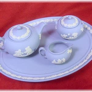 Wedgwood Miniature Tea Set Blue Jasperware 6 Piece Oval - Etsy