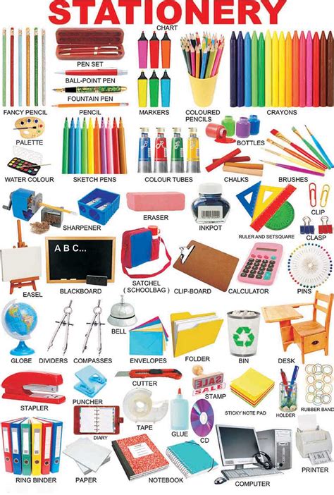 Stationery items for office, business, school