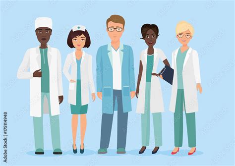 Vector Cartoon illustration of Hospital medical staff team, doctors and ...