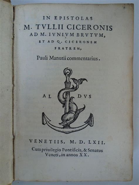 1562 Cicero Aldine Aldus Letters to Brutus Quintus 'In Epistolas' military | eBay | Cicero ...