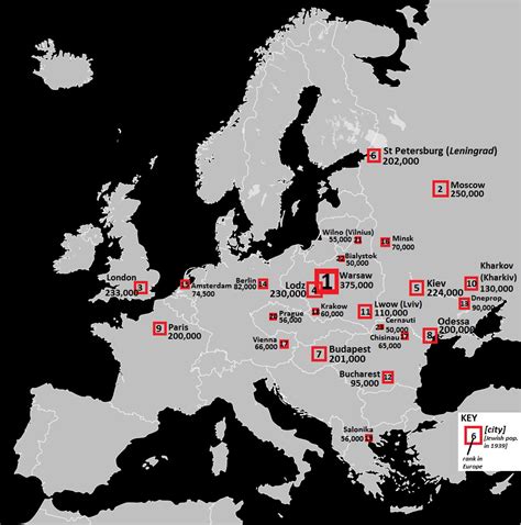 Half of Europe's Jews live in the red areas - Vivid Maps