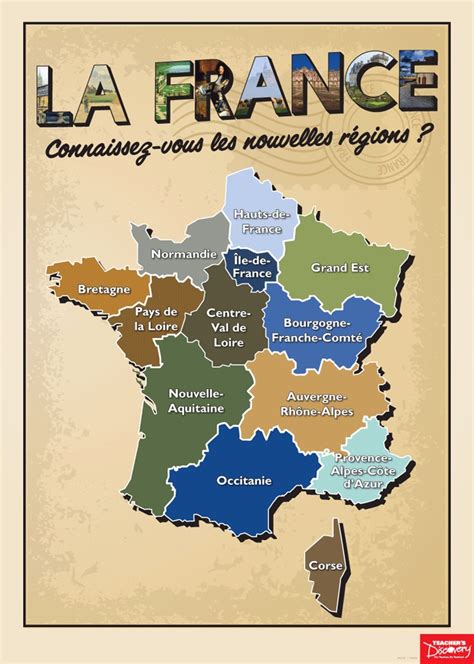 French Regions Poster, French: Teacher's Discovery