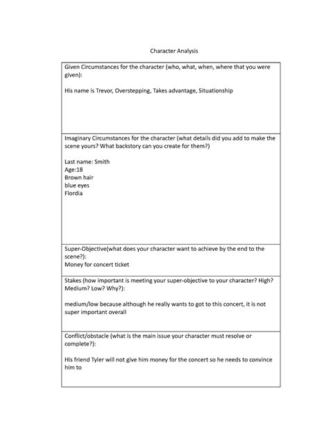 Character analysis assignment download - Character Analysis Given ...