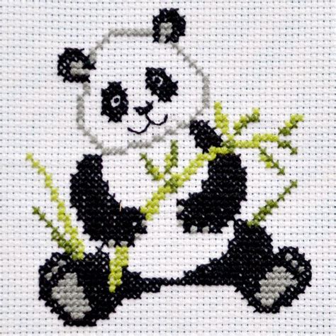 Cute Panda Cross Stitch Counted Pattern, Baby Animal Embroidery Design for Nursery Decor Instant ...