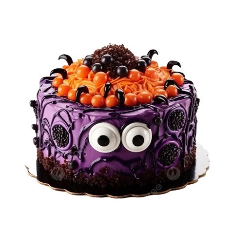 Halloween Cake With Candy Eyes Decoration Isolated Copy Space, Chocolate Cake, Dessert, Food ...