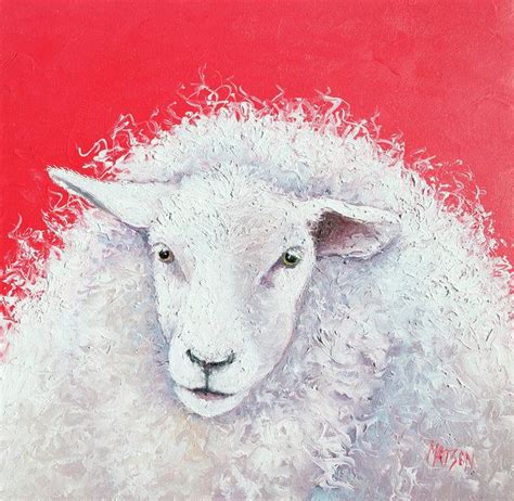 White Sheep on red background Art Print by Jan Matson | Sheep paintings, Farm animal paintings ...