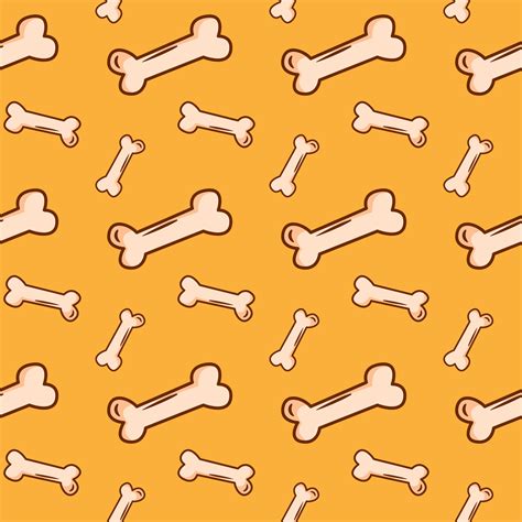 A bright seamless pattern with a yellow background and an image of dog bones. Vector cartoon ...