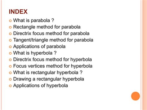 Parabola, hyperbola and its applications | PPT