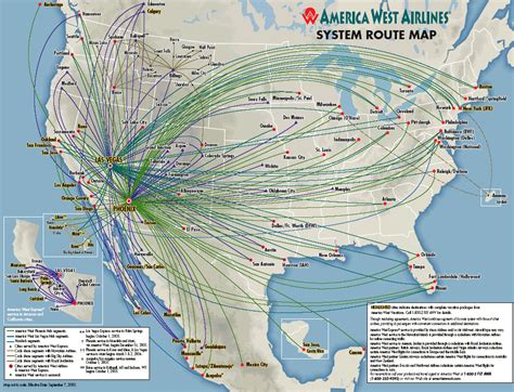 America West Airlines route map | America west airlines, Route map, Airlines