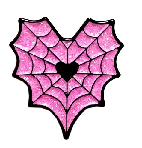 Spider Web Heart in 2022 | Spider web, Soft enamel pins, Pink glitter