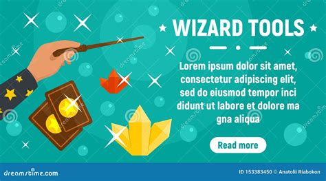 Wizard Tools Concept Banner, Flat Style Stock Vector - Illustration of ...