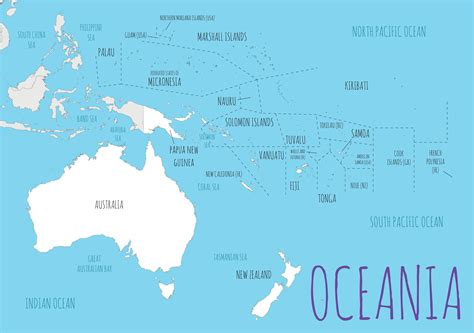 Political Oceania Map vector illustration with countries in white color ...