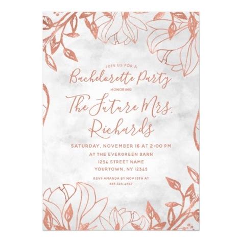 Rose Gold Botanical Bachelorette Party Invitation | Floral wedding invitations, Floral birthday ...