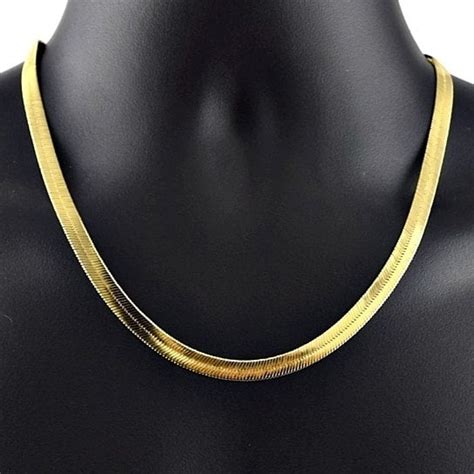 RM - 14k Gold Flat Herringbone Chain Necklace - Walmart.com - Walmart.com