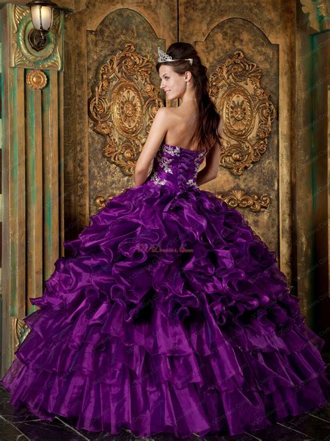 Top Designer Cascade Skirt Pansy Purple Quinceanera Gowns