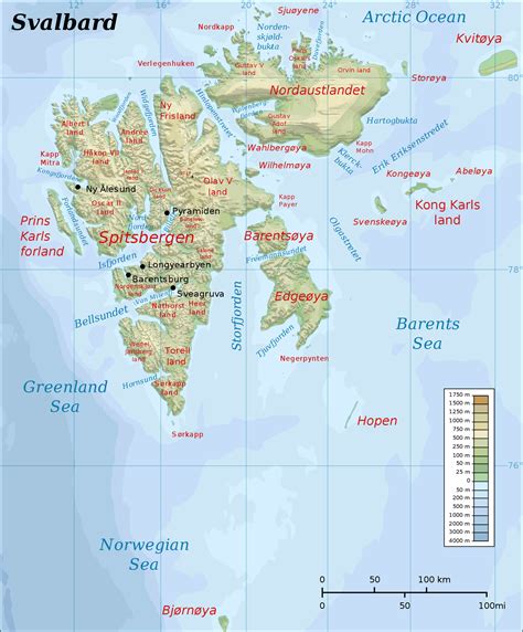 Maps of Svalbard | Detailed map of Svalbard in English | Physical map ...