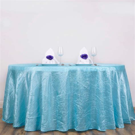 Light Blue 117" Crinkle Taffeta Round Tablecloth | Tablecloths Factory ...