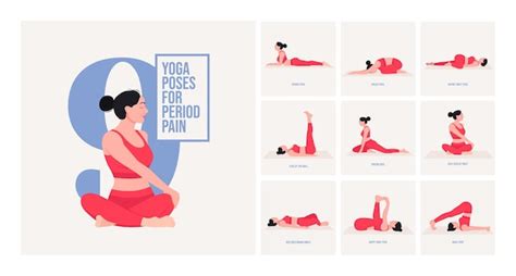 Premium Vector | Yoga poses for period pain young woman practicing yoga poses