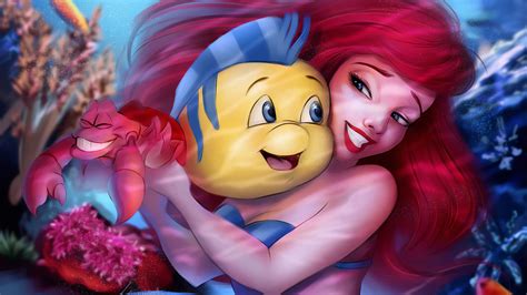 3840x2160 The Little Mermaid With Flounder 4k 4K ,HD 4k Wallpapers ...