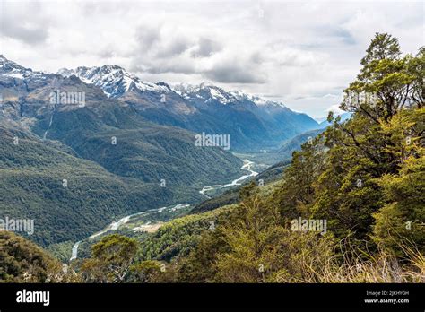 Majestic mountain landscape from famous Routeburn track, Fiordland ...