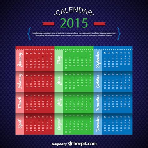 Free Vector | Three colors calendar template