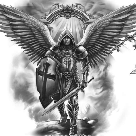 Create a modern take on st. michael the archangel for my tattoo ...