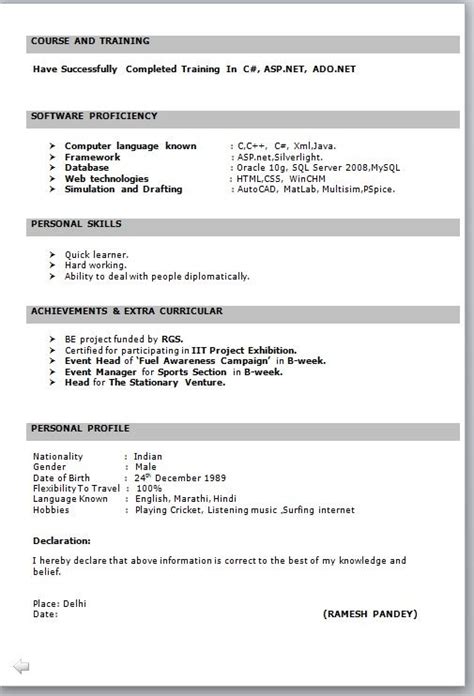 Resume Format for Freshers | Proposal, Tulisan, Surat